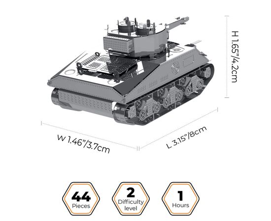 Конструктор Metal Time коллекционная модель M4 Sherman (MT070), изображение 2 Конструктор Metal Time коллекционная модель M4 Sherman (MT070), изображение 2