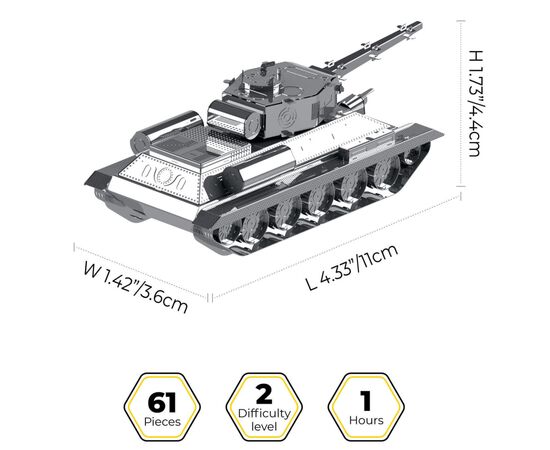 Конструктор Metal Time коллекционная модель T-34/85 (MT071), изображение 2 Конструктор Metal Time коллекционная модель T-34/85 (MT071), изображение 2