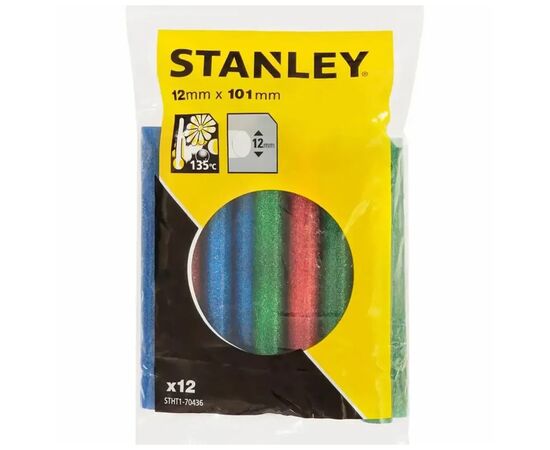 Клеевые стержни Stanley d=11,3 мм, L= 100 мм, низкотемпературный, три цвета, 12 шт (STHT1-70436), изображение 2 Клеевые стержни Stanley d=11,3 мм, L= 100 мм, низкотемпературный, три цвета, 12 шт (STHT1-70436), изображение 2