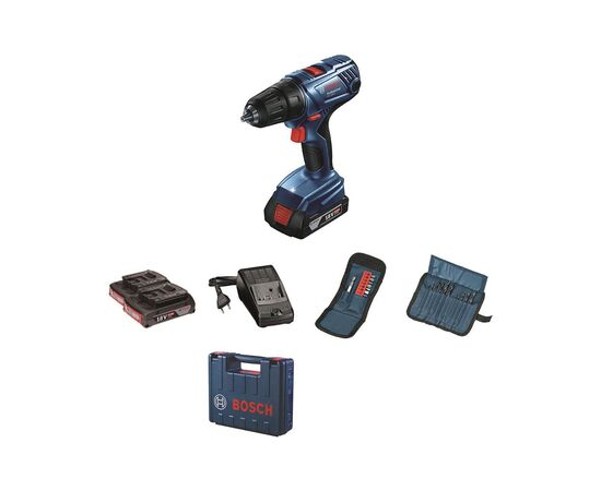Шуруповерт Bosch GSR 180 LI + 2х2.0 Ah + Набір біт 11 шт. + набір свердл 12 шт. (0.601.9F8.10A), зображення 10 Шуруповерт Bosch GSR 180 LI + 2х2.0 Ah + Набір біт 11 шт. + набір свердл 12 шт. (0.601.9F8.10A), зображення 10
