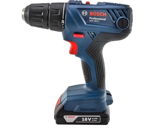 Шуруповерт Bosch GSR 180 LI + 2х2.0 Ah + Набір біт 11 шт. + набір свердл 12 шт. (0.601.9F8.10A), зображення 2 Шуруповерт Bosch GSR 180 LI + 2х2.0 Ah + Набір біт 11 шт. + набір свердл 12 шт. (0.601.9F8.10A), зображення 2