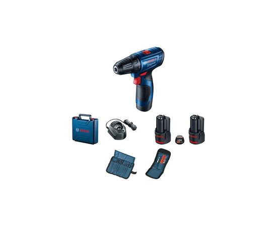 Шуруповерт Bosch GSR 120-LI, 2х2Ач, набір біт 11од і свердел 12од. (0.601.9G8.002), зображення 2 Шуруповерт Bosch GSR 120-LI, 2х2Ач, набір біт 11од і свердел 12од. (0.601.9G8.002), зображення 2
