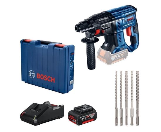 Перфоратор Bosch GBH 180-LI, 1x4.0 Ач, 18, 2 Дж, набор SDS Plus, 2.3 кг (0.615.990.M9C), изображение 2 Перфоратор Bosch GBH 180-LI, 1x4.0 Ач, 18, 2 Дж, набор SDS Plus, 2.3 кг (0.615.990.M9C), изображение 2