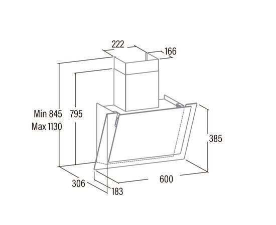 Вытяжка кухонная Cata VALTO 600 XGBK (02027505), изображение 2