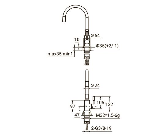 Смеситель AQUATICA KT-4B570P, изображение 3 Смеситель AQUATICA KT-4B570P, изображение 3