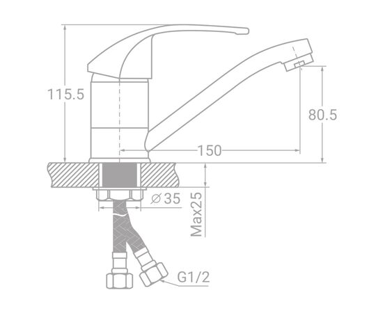 Смеситель TAU SD-1B143C (9804100), изображение 2 Смеситель TAU SD-1B143C (9804100), изображение 2