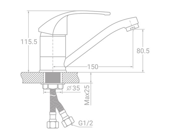 Смеситель TAU SL-1B143C (9840100), изображение 2 Смеситель TAU SL-1B143C (9840100), изображение 2