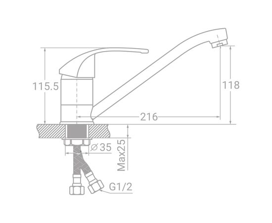 Смеситель TAU SL-1B243C (9840110), изображение 2 Смеситель TAU SL-1B243C (9840110), изображение 2