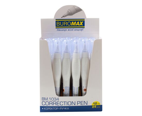 Корректор Buromax ручка 12 мл , спиртовая основа, металлический наконечник (BM.1034), изображение 3