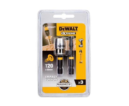 Набор бит DeWALT IMPACT TORSION, ударных, T20, L=50 мм, 2 шт + магнитный держатель (DT70537T)