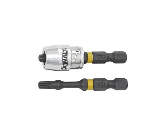 Набор бит DeWALT IMPACT TORSION, ударных, T25, L=57 мм, 2 шт + магнитный держатель (DT70538T), изображение 2 Набор бит DeWALT IMPACT TORSION, ударных, T25, L=57 мм, 2 шт + магнитный держатель (DT70538T), изображение 2