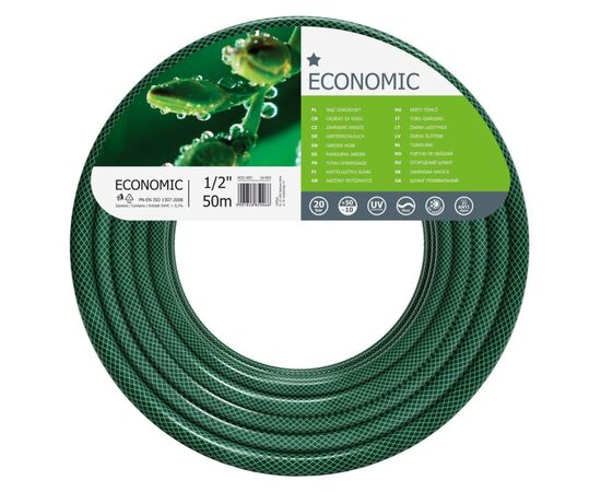 Шланг для поливу Cellfast ECONOMIC, 1/2", 50м, 3 шари, до 20 Бар, -10…+50°C (10-003)