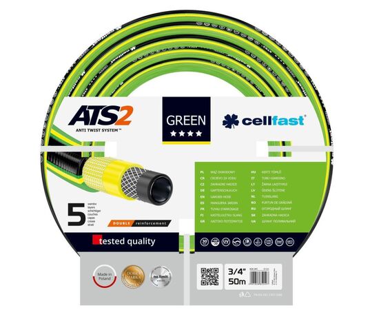 Шланг для поливу Cellfast GREEN ATS, 3/4", 50м, 5 шарів, до 30 Бар, -20…+60°C (15-121)