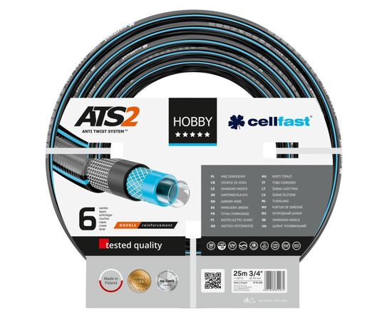 Поливочный шланг Cellfast HOBBY ATS, 3/4', 25м, 6 слоев, до 30 Бар, -20…+60°C (16-220)