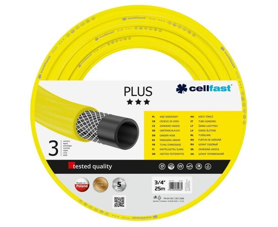 Поливочный шланг Cellfast PLUS, 3/4', 25м, 3 слоя, до 25 Бар, -20…+60°C (10-220)