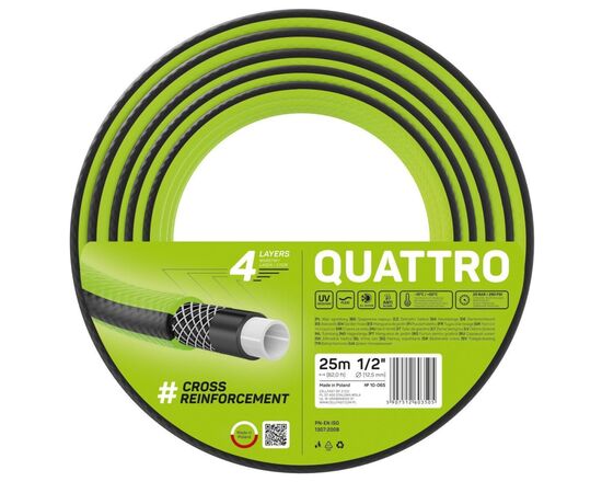 Поливочный шланг Cellfast QUATTRO, 1/2', 25м, 4 слоя, до 20 Бар, -10…+50°C (10-065)