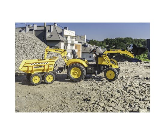 Веломобиль Falk Komatsu трактор на педалях с прицепом, передним и задним ковшом Желтый (2086W), изображение 10 Веломобиль Falk Komatsu трактор на педалях с прицепом, передним и задним ковшом Желтый (2086W), изображение 10