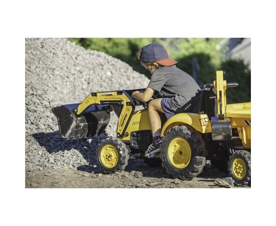 Веломобиль Falk Komatsu трактор на педалях с прицепом, передним и задним ковшом Желтый (2086W), изображение 7 Веломобиль Falk Komatsu трактор на педалях с прицепом, передним и задним ковшом Желтый (2086W), изображение 7