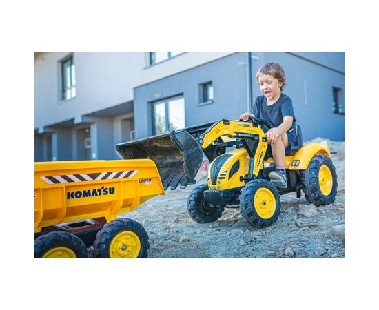 Веломобиль Falk Komatsu трактор на педалях с прицепом, передним и задним ковшом Желтый (2086W), изображение 8 Веломобиль Falk Komatsu трактор на педалях с прицепом, передним и задним ковшом Желтый (2086W), изображение 8
