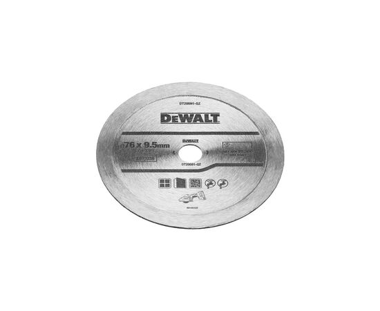 Диск пильный DeWALT алмазный керамика/кафель, 76 х 1,0 х 9,5 мм, 1 шт. (DT20591), изображение 2 Диск пильный DeWALT алмазный керамика/кафель, 76 х 1,0 х 9,5 мм, 1 шт. (DT20591), изображение 2