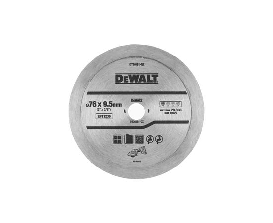 Диск пильний DeWALT алмазний кераміка/кахель, 76 х 1,0 х 9,5 мм, 1 шт. (DT20591)