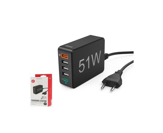 Зарядное устройство Hama 1xQC3.0, 3xUSB-A, 1xUSB-C PD 51W (00201630), изображение 2 Зарядное устройство Hama 1xQC3.0, 3xUSB-A, 1xUSB-C PD 51W (00201630), изображение 2