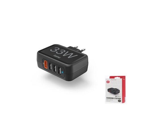 Зарядное устройство Hama 4xUSB-A QC, Qualcomm 3.0, 33W Black (00201629), изображение 2 Зарядное устройство Hama 4xUSB-A QC, Qualcomm 3.0, 33W Black (00201629), изображение 2