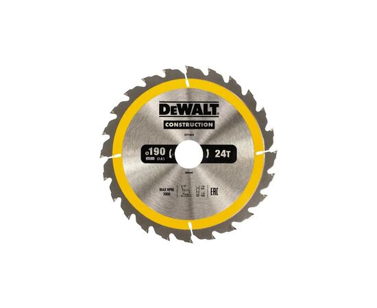 Диск пильний DeWALT CONSTRUCTION 190х30 мм, 24z (ATB), 16 градусів (DT1944)