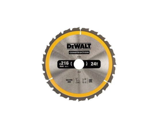 Диск пильний DeWALT CONSTRUCTION 216 х 30 мм, 24z (ATB) - 5 градусів (DT1952)