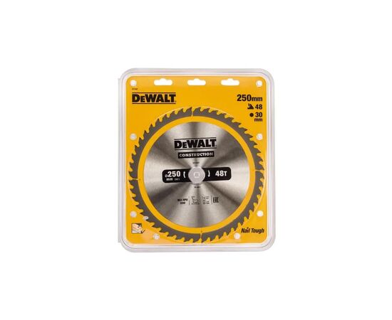 Диск пильный DeWALT CONSTRUCTION 250х30 мм, 48z (ATB) + 10 град (DT1957), изображение 2 Диск пильный DeWALT CONSTRUCTION 250х30 мм, 48z (ATB) + 10 град (DT1957), изображение 2