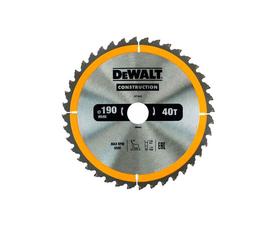 Диск пильний DeWALT СONSTRUCTION , 190 х 30 мм, 40 z, АТВ, 10 градусів (DT1945)