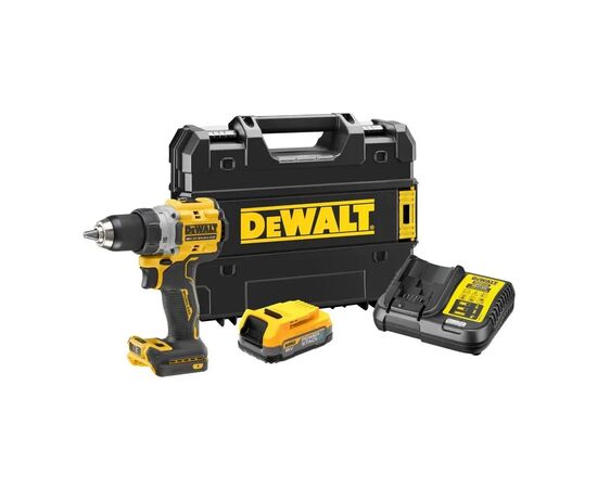 Шуруповерт DeWALT XR Li-Ion PowerStack 90 Нм, 18V 1x1.7Ah, кейс TSTAK (DCD800E1T)