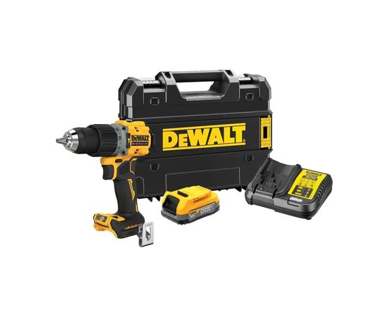 Шуруповерт DeWALT XR Li-Ion PowerStack 90 Нм, 18V 1x1.7Ah, кейс TSTAK (DCD805E1T)