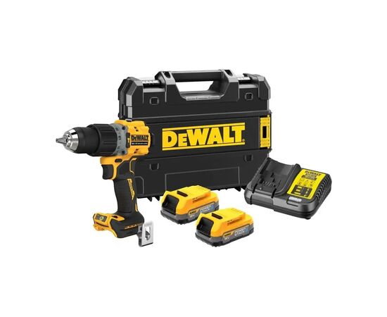 Шуруповерт DeWALT XR Li-Ion PowerStack 90 Нм, 18V 2x1.7Ah, кейс TSTAK (DCD805E2T)