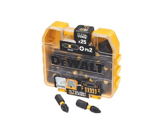 Набор бит DeWALT EXTREME FLEXTORQ, Ph2, L= 25 мм, 25 шт, кейс (DT70555T)