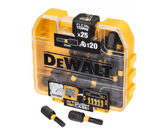 Набор бит DeWALT EXTREME FLEXTORQ, Torx, T20, L= 25 мм, 25 шт, кейс TOUGH CASE (DT70557T)