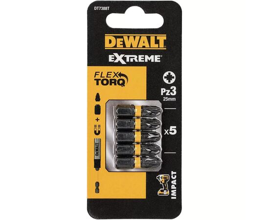 Набор бит DeWALT IMPACT TORSION, ударные, Pozidriv, Pz3, L= 25 мм, 5 шт (DT7388T)