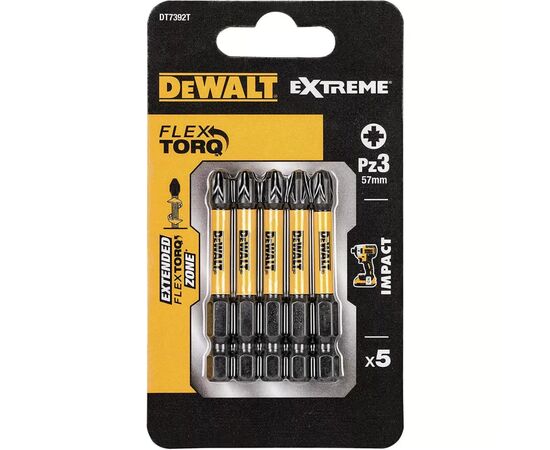 Набор бит DeWALT IMPACT TORSION, ударные, Pozidriv, Pz3, L=57 мм, 5 шт (DT7392T)