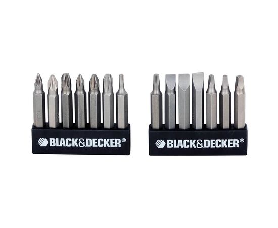 Отвертка Black&Decker с битами PH1, PZ2, SL8, Tx20, SQ1, PZ2, SQ3, L= 50 мм, 19 шт, блистер (A7073), изображение 5 Отвертка Black&Decker с битами PH1, PZ2, SL8, Tx20, SQ1, PZ2, SQ3, L= 50 мм, 19 шт, блистер (A7073), изображение 5