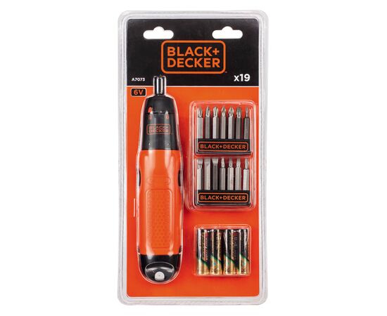 Отвертка Black&Decker с битами PH1, PZ2, SL8, Tx20, SQ1, PZ2, SQ3, L= 50 мм, 19 шт, блистер (A7073), изображение 6 Отвертка Black&Decker с битами PH1, PZ2, SL8, Tx20, SQ1, PZ2, SQ3, L= 50 мм, 19 шт, блистер (A7073), изображение 6