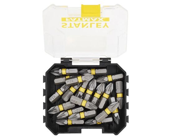 Набор бит Stanley FatMax, Pozidriv, Pz2, L= 25 мм, 20 шт, кейс (STA88568), изображение 2 Набор бит Stanley FatMax, Pozidriv, Pz2, L= 25 мм, 20 шт, кейс (STA88568), изображение 2