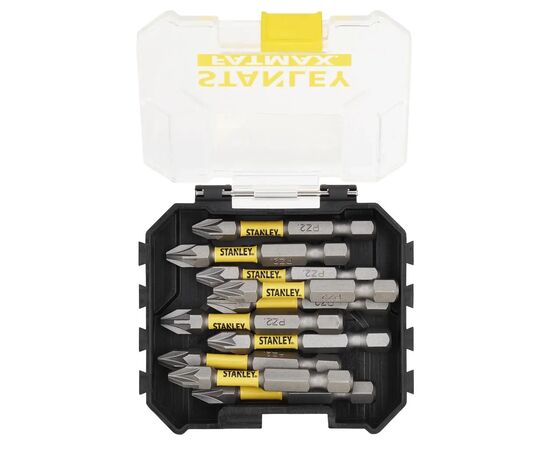 Набор бит Stanley FatMax, Pozidriv, Pz2, L= 50 мм, 10 шт, кейс (STA88572), изображение 2 Набор бит Stanley FatMax, Pozidriv, Pz2, L= 50 мм, 10 шт, кейс (STA88572), изображение 2