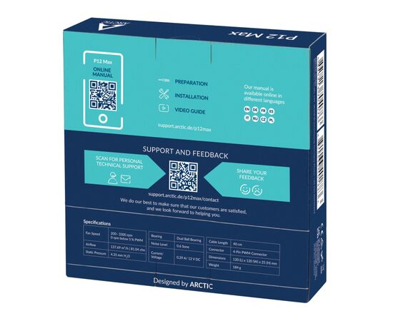 Кулер для корпуса Arctic P12 MAX (ACFAN00280A), изображение 6 Кулер для корпуса Arctic P12 MAX (ACFAN00280A), изображение 6