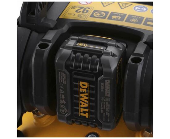 Компрессор DeWALT аккумуляторный 48 л/мин, ресивер 10л., 54V, 2x6Ah (DCC1054T2), изображение 4 Компрессор DeWALT аккумуляторный 48 л/мин, ресивер 10л., 54V, 2x6Ah (DCC1054T2), изображение 4