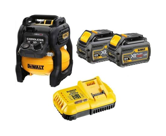 Компресор DeWALT акумуляторний 48 л/хв, ресивер 10л., 54V, 2x6Ah (DCC1054T2)