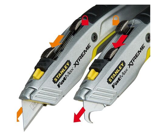 Нож монтажный Stanley FatMax Xtreme с двумя выдвижными лезвиями, L=180мм. (0-10-789), изображение 6 Нож монтажный Stanley FatMax Xtreme с двумя выдвижными лезвиями, L=180мм. (0-10-789), изображение 6