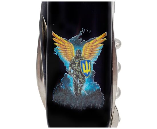 Нож Victorinox Climber Ukraine Black "Янгол ЗСУ" (1.3703.3_T1061u), изображение 4