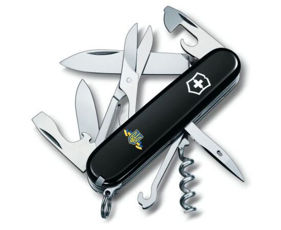 Нож Victorinox Climber Ukraine Black "Герб України Зі Стрічкою" (1.3703.3_T1010u)
