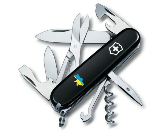 Ніж Victorinox Climber Ukraine Black "Карта України Жовто-Блакитна" (1.3703.3_T1166u)