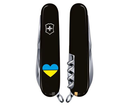 Нож Victorinox Climber Ukraine Black "Серце жовто-блакитне" (1.3703.3_T1090u), изображение 2 Нож Victorinox Climber Ukraine Black "Серце жовто-блакитне" (1.3703.3_T1090u), изображение 2